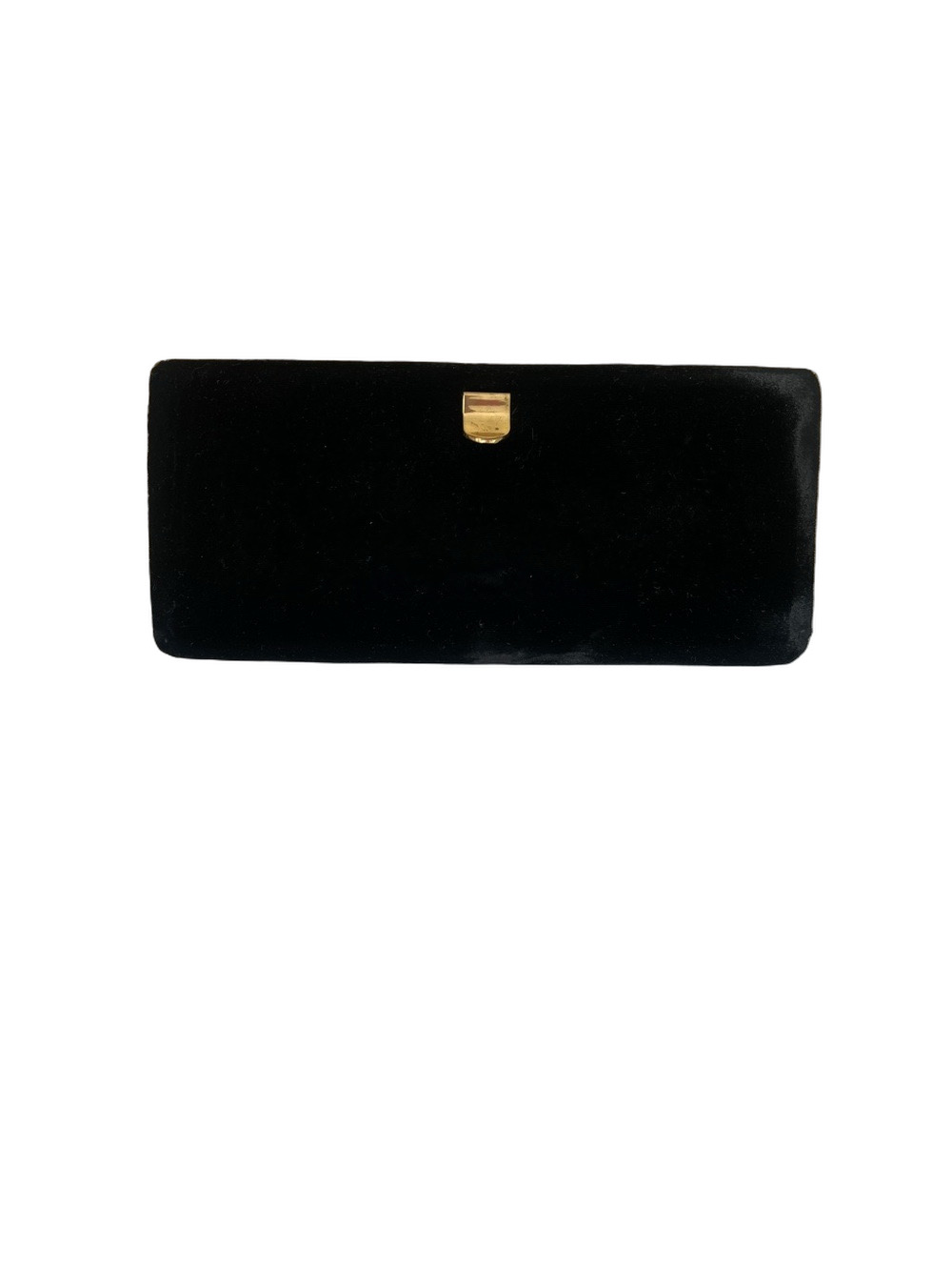 Elegant Black Velvet Clutch with Gold Accent